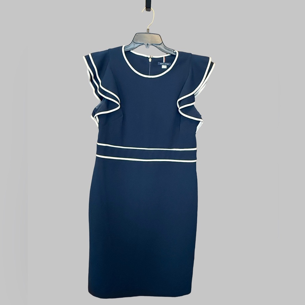 Tommy Hilfiger Navy Midi Dress with White Accents